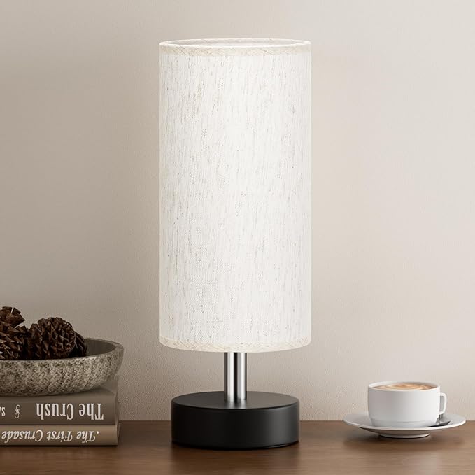 PartageiZ Small Table Lamp for Bedroom - Bedside Lamps for Night Stands, Minimalist Nightstand Light Lamp, Desk Lamps for Living Room, Office, Dorm