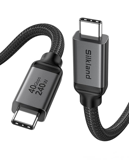 Silkland USB 4 for Thunderbolt 4 Cable 6.6FT/2M, 40Gbps Data Sync, 8K Display/4K@240Hz, 240W Charging, USB C Video Cable Compatible for Thunderbolt 3, MacBook, Monitor, Docking, iPhone 17/16,SSD