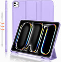 iMieet Case for iPad Pro 11 Inch (M5) 2025 /(M4) 2024 5th Gen, Trifold Stand Smart Cover with Pencil Holder and Soft TPU Back, Auto Wake/Sleep (Clove Purple)