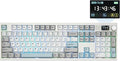 EPOMAKER QK108 Full Size Mechanical Keyboard with Screen & Knob, 8000mAh, QMK/VIA, Creamy&Thocky, Gasket, RGB Backlit, Mac Keycap, Wireless Gaming Keyboard (White Cyan, Wisteria Linear Switch)