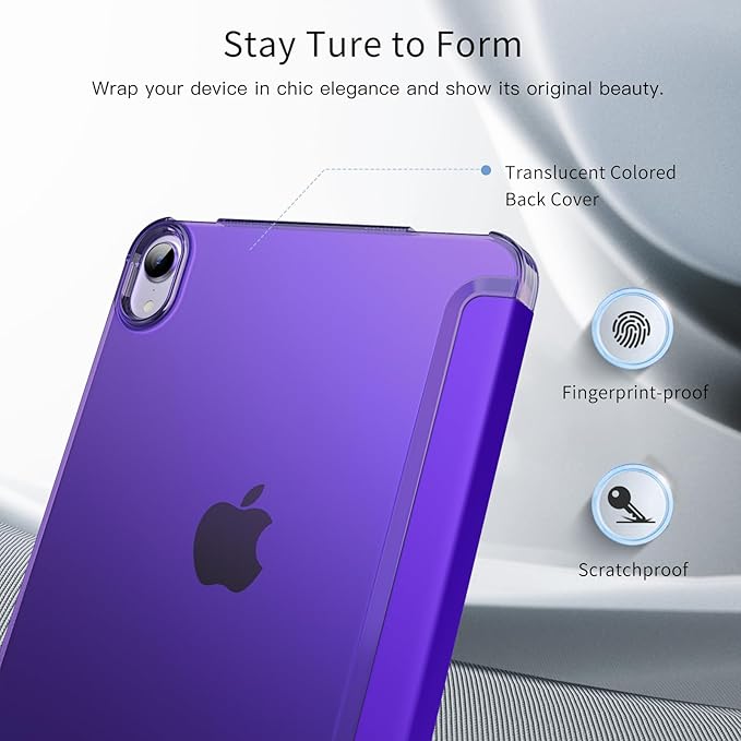 MoKo for iPad mini 7 (A17 Pro) Generation Case 2024, iPad mini 6 Case 2021, 8.3-inch Slim Lightweight Protective Hard Back PC Shell Stand Cover Support Touch ID, Auto Wake/Sleep, Purple Violet