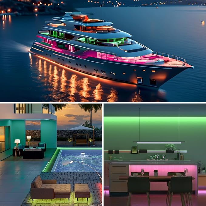 BTF-LIGHTING IP68 Waterproof Outdoor WS2811 RGB IC LED Strip Addressable Dream Color Flexible 5050SMD Light DC12V 16.4ft 60LEDs/m 20Pixels/m Can Work Outdoor White PCB(No Adapter or Controller)