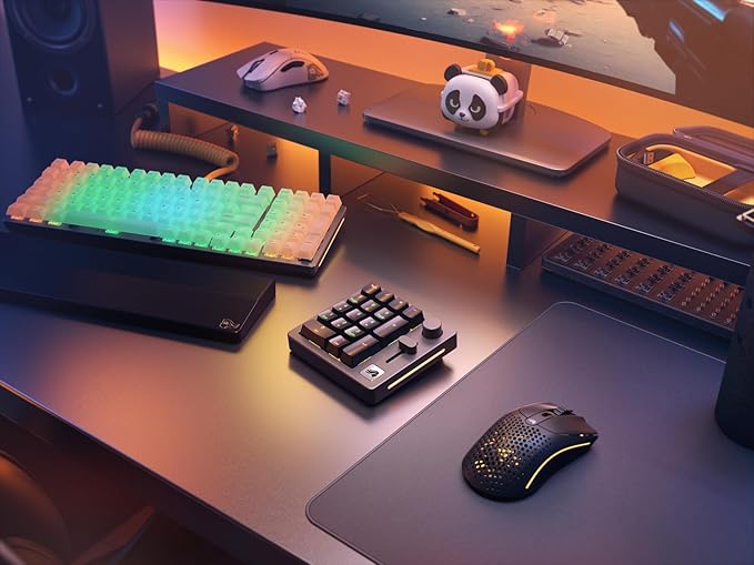 GLORIOUS GMMK Macro Pad - Black Mechanical Numpad - 10 Key USB Keypad - Hotswap, Programmable Volume Knob, RGB Backlit, Wired & Wireless Bluetooth- Gaming Keyboard Number Pad