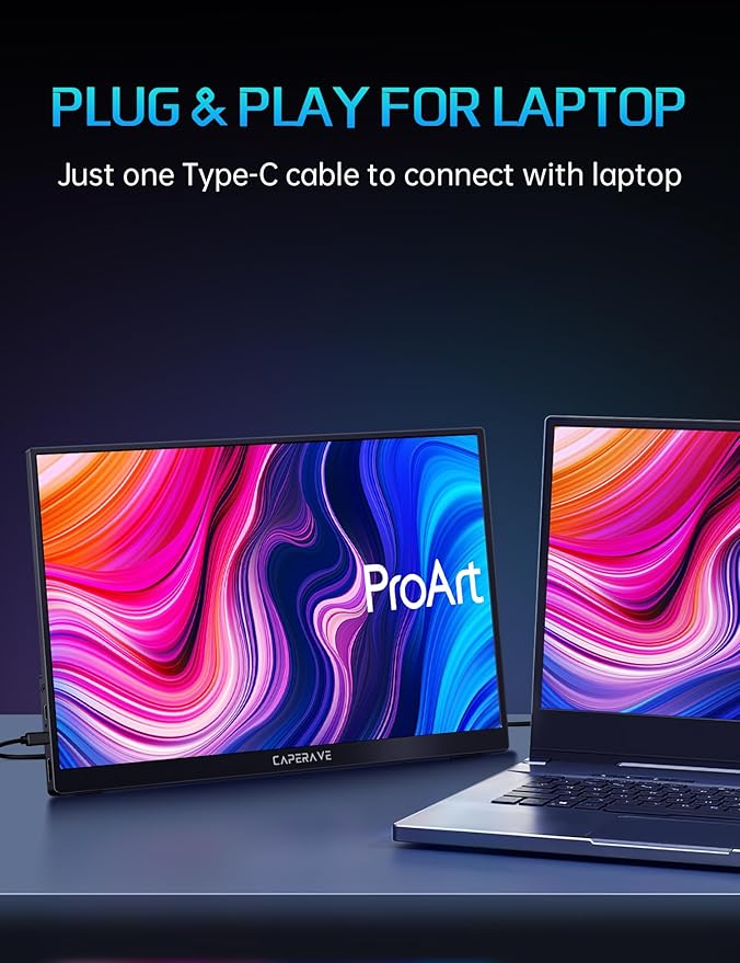 CAPERAVE 17.3" Portable Monitor 4K, 500 Nits 3840 * 2160p 100% Adobe RGB Travel Monitor with Bulit-in Kickstand & Speakers, Portable Computer Monitor, External Monitors for Laptop PC Xbox Switch PS4/5