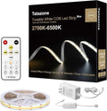 Tatazone 32.8ft Tunable White COB Led Strip Light with RF Remote, CRI93+ Dimmable CCT 2700K-6500K COB Led Tape Lights, Adhesive High Density Dual Color Led Light Strip for Bedroom, Kitchen, Cabinet