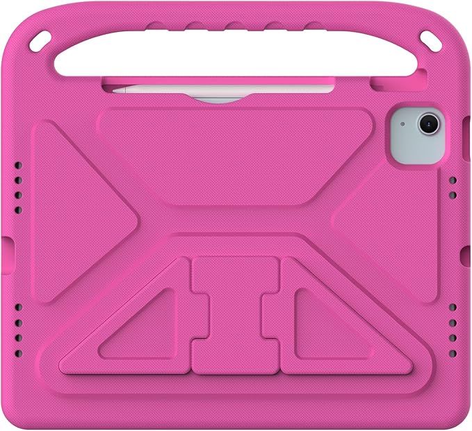 Kids Case for iPad Pro 11 Inch (M5) 2025/ (M4) 2024, with Pencil Holder/Kickstand/Handle Stand Lightweight Cute Soft EVA Shockproof Silicone Anti-Slip Grip Rugged Girls Boys Cover, Black