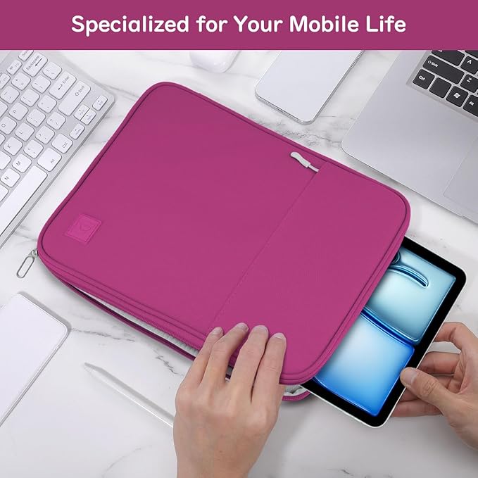 Dadanism 9-11 Inch Tablet Sleeve Padded Carrying Case for iPad (A16) 11th Gen 11", iPad 10th Gen 10.9", iPad Air M4/Pro M5 11", iPad Air 5/4, iPad 9/8/7th Gen, Galaxy Tab A11+ Plus 11", Fuchsia