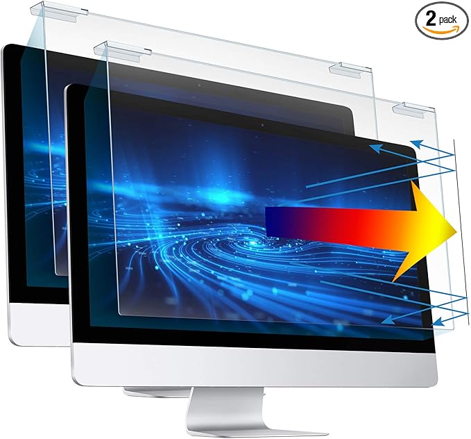 Blue Light Screen Protector for 23-24 Inch LED PC Monitor, Scratch-Resistant Computer Screen Blue Light Blocker, Filter - 2 Pack (W 21.3" x H 13.4")