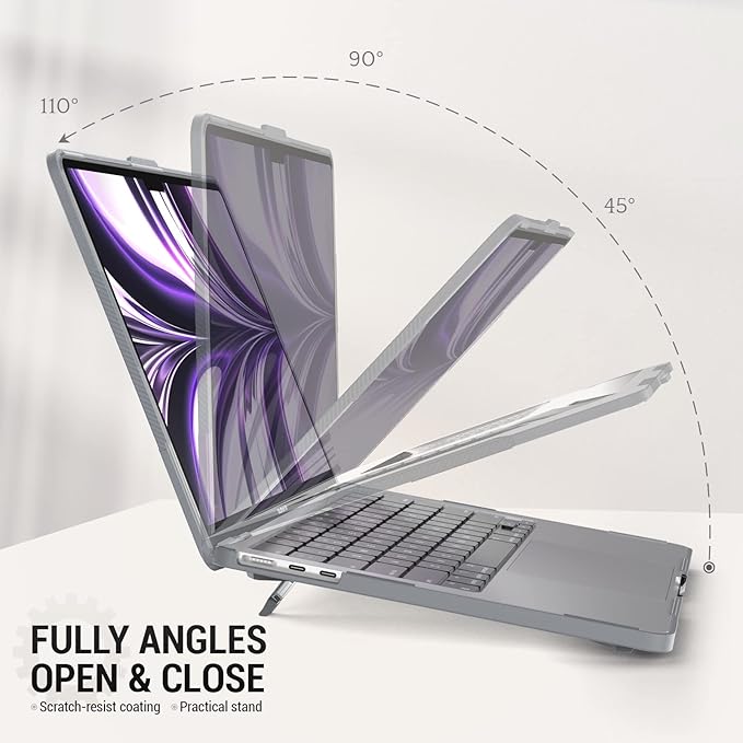 SEYMAC stock Case for MacBook Air 13.6 inch, Shock-Absorbing Protection with Folding Stand &Mouse Pad Case for MacBook Air 13.6 inch, Gray