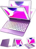 MMK iPad Keyboard Case for iPad 6th Gen 2018,5th Gen 2017, Pro 9.7, Air 2,Air 1, Backlit 10 Color 360 Screen Rotation Case with Keyboard, Auto Sleep/Wake - Violet