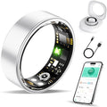 Smart Ring Health Tracker, Fitness Sleep and Heart Rate Monitor Smart Ring, Waterproof Bluetooth Fitness Tracker Ring IPX68 Waterproof (Silver, 11)