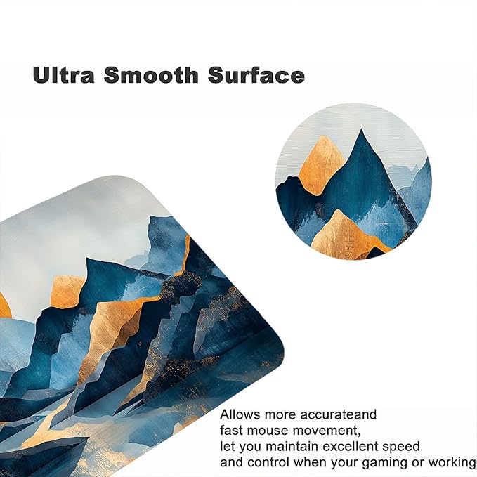 Abstract Mountains Desk Mat Golden Blue Vintage Golden Sun XL Mouse Pad Large Mousepad Extended Laptop Keyboard Mat Gaming Desk Pad Mouse Mat 31.5"x11.8" Office Computer Keyboard Laptop Home