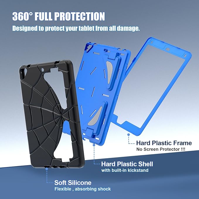 AKABEILA Compatible with Apple iPad 9.7 5th/6th(2017/2018)/iPad Air 2/iPad Pro 9.7 Tablet Case，Lightweight Shockproof Rugged Protective Cover with Kickstand for Kids Children Boys Babies Black Blue