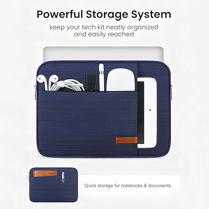 Lacdo 14 Inch Laptop Sleeve Case Computer Bag for HP Lenovo Dell ASUS Acer Chromebook 14 / HP Stream 14 / Dell Inspiron 14 / Lenovo IdeaPad 14 / Acer Spin 3 / ASUS ZenBook 14, Water-Resistant, Blue