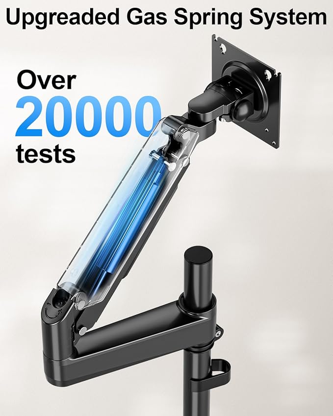 Heavy Duty Single Monitor Mount for Max 49 inch, Hold 7.7 to 44 lbs Ultrawide Screens, Premium Monitor Arm for Samsung Odyssey G9 and More, Adjustable Gas Spring Desk Stand, VESA Mount