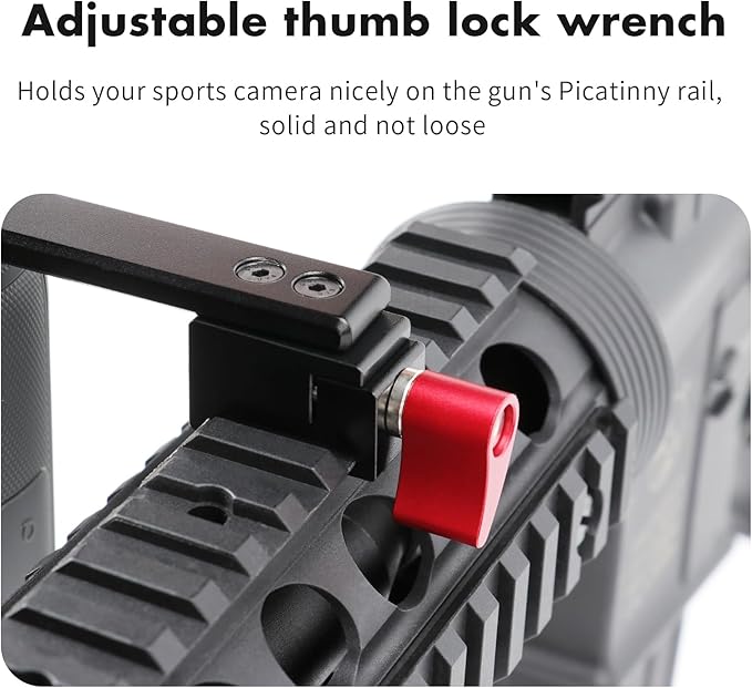 SEASKY Aluminum Gun/Airsoft Picatinny Rail Mount Adapter Holder for Gopro Hero 12/11/10/9 DJI Action 4/3/2 Insta360 G03 Sports Camera Accessories Hunting POV/Vlog Wargame (GM01)