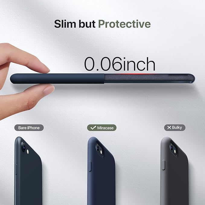 Miracase Ultra Slim Designed for iPhone SE Case 2022(3rd Gen)/iPhone SE 2020 Case(2nd Gen)/iPhone 7 Case/iPhone 8 Case with Screen Protector, Multi-Color Silicone Shockproof Phone Case(Dark Blue)