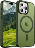SUPFINE Magnetic for iPhone 15 Pro Case (Compatible with MagSafe) (Military Grade Drop Protection) Translucent Matte Shockproof with Anti-Fingerprint Phone Case,Cangling Green