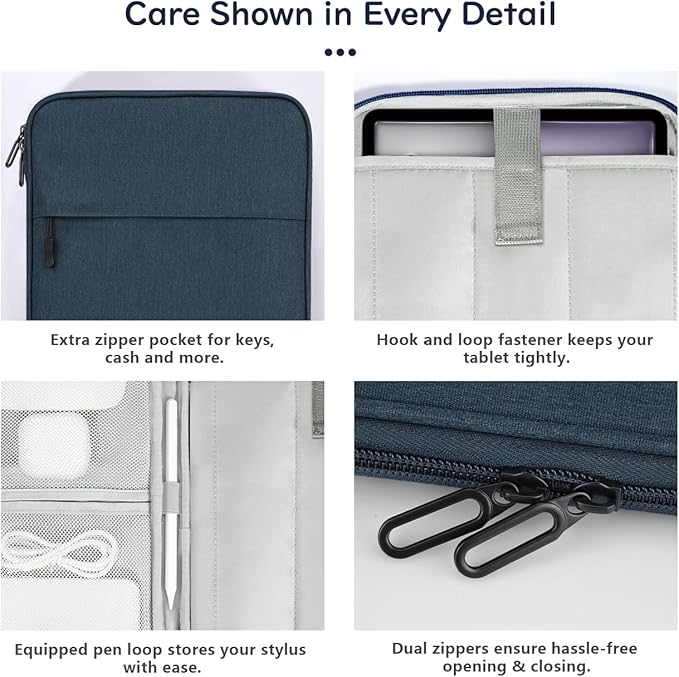 Dadanism 13 Inch Tablet Sleeve Padded Carrying Case for New iPad Air 13" M4/M3 2026/2025, iPad Pro 13" M5/M4 2025/2024, Galaxy Tab S10+/S9 FE+/S9+ 12.4", Remarkable Paper Pro 11.8", Indigo
