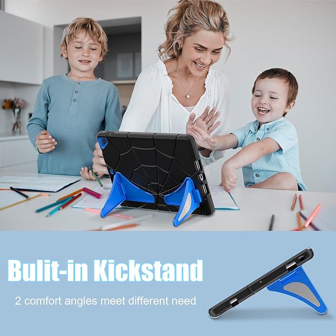 AKABEILA Compatible with Apple iPad 9.7 5th/6th(2017/2018)/iPad Air 2/iPad Pro 9.7 Tablet Case，Lightweight Shockproof Rugged Protective Cover with Kickstand for Kids Children Boys Babies Black Blue