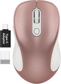 WisFox 2.4G Wireless Mouse for Laptop, Ergonomic Computer Mouse with USB Receiver and Type-C Adapter, 3 Adjustable Levels DPI, 6 Button Cordless Wireless Mice (Rose Gold)