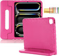 Kids Case for iPad Pro 13" 2025 (M5) 2024 (M4) & iPad Air 13" M4 M3 M2 Shockproof Case with Pencil Holder, Techcircle Handle Stand Light EVA Foam Bumper Protective Rugged Child Proof Cover, Rose