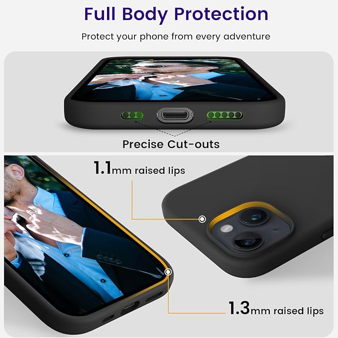 OTOFLY Compatible with iPhone 15 Plus Case, Silicone Shockproof Slim Thin Phone Case for iPhone 15 Plus (6.7 inch), (Black)