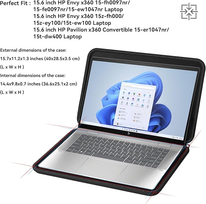 Smatree Hard EVA Protective Sleeve Case Compatible for 15.6 inch HP Envy x360, Pavilion x360, ZBook Studio 16 inch G11/G10/G9 Mobile Workstations