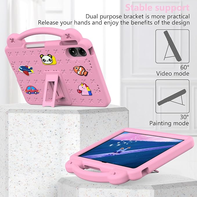 AKABEILA Compatible with Apple iPad Pro 12.9(2018/2020/2021/2022)/Air 13(2026) M4(2025) M3(2024)/Pro 13(2025) M5(2024) Tablet Case, Protective Cases with Shoulder Strap & Stand Handle & Pen Tray Pink