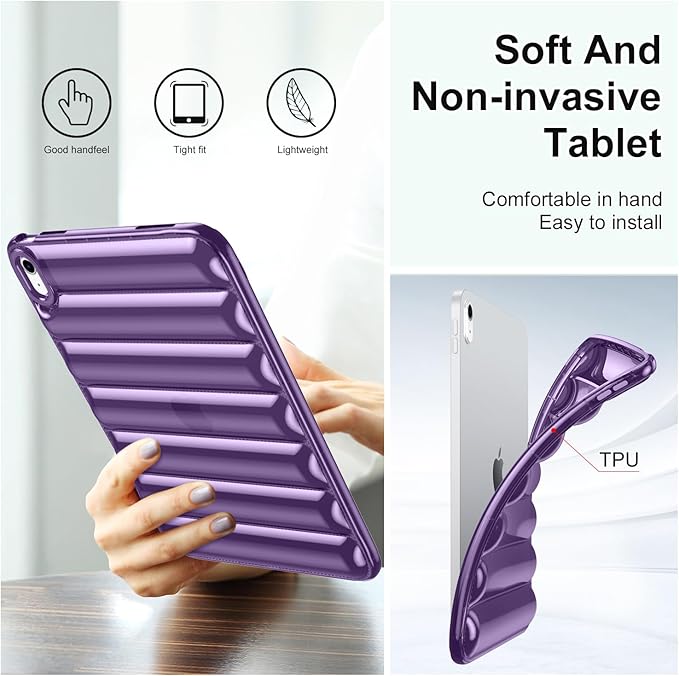 for iPad mini 7 A17 Pro 2024 & iPad mini 6 Case 2021 (8.3 inch) Shockproof Soft TPU Back Cover Silicone Bumper Anti-Yellowing Lightweight Clear Shell for iPad mini 7th/6th Generation, Purple