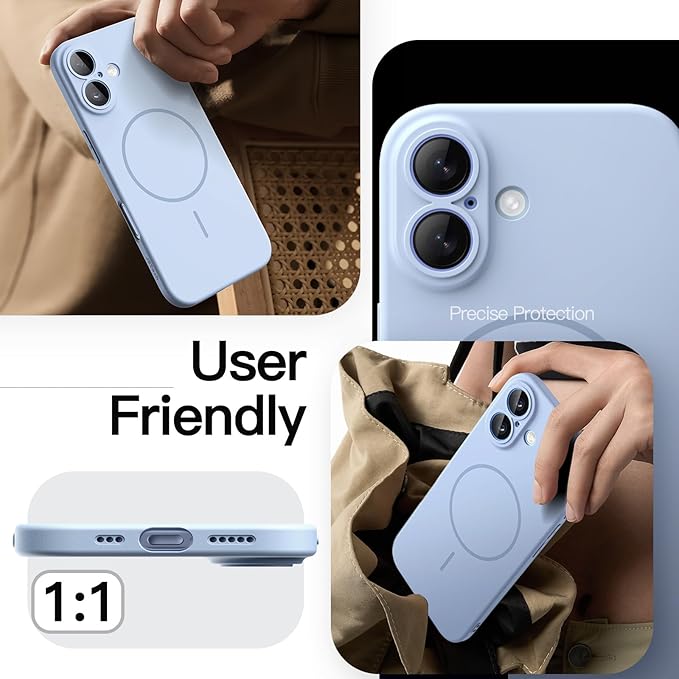 JETech Magnetic Slim Case for iPhone 17 6.3-Inch, Compatible with MagSafe, Ultra-Thin Lightweight Minimalist Phone Cover with Matte Finish and Full Camera Lens Protection (Mist Blue)