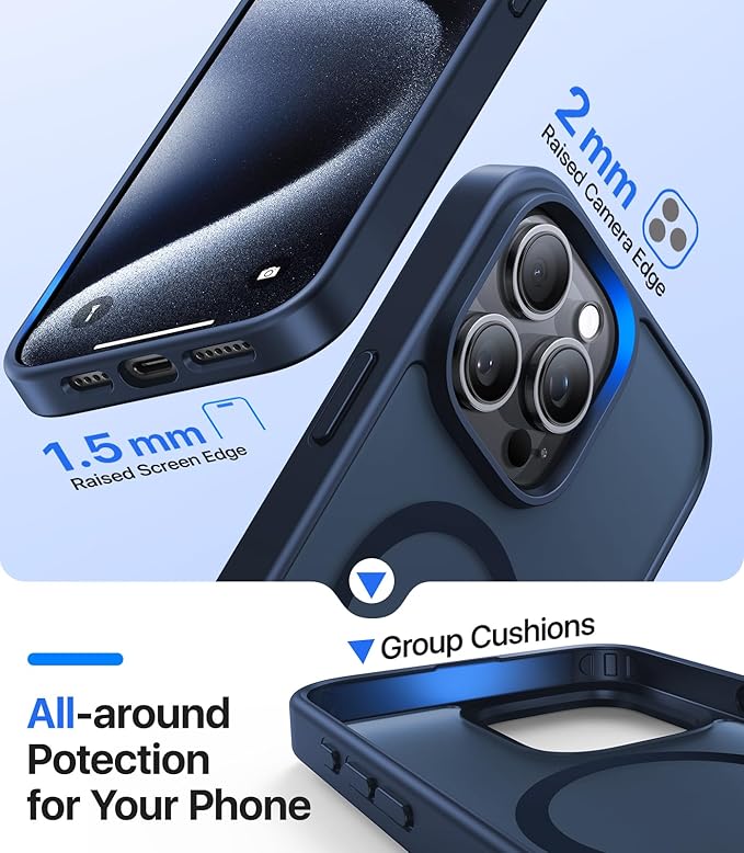Magnetic for iPhone 13 Pro Max Case, [Compatible with MagSafe][Military-Grade Drop Protection][Anti-Yellowing]Shockproof Translucent Matte Cover for iPhone 13 Pro Max Phone Case,Midnight Blue