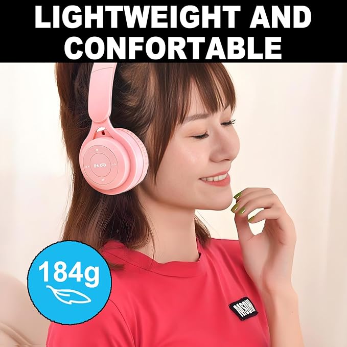 Upgraded Hybrid Noise Cancelling Headphones with Transparent Modes Wireless Bluetooth with Mic Deep Bass Soft-Earpads Hi-Fi Audio Comfortable Fit Long Playtime for Home Office Travel Over Ear Pink