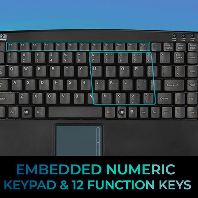 Adesso AKB-410UB - SlimTouch Mini Wired USB Keyboard with Built-in Touchpad