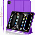 iMieet Case for iPad Pro 11 Inch (M5) 2025 /(M4) 2024 5th Gen, Trifold Stand Smart Cover with Pencil Holder and Soft TPU Back, Auto Wake/Sleep (Grape Purple)