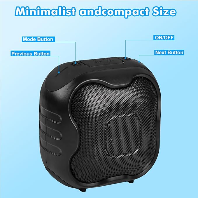 Shower Bluetooth Speaker, IPX6 Waterproof Portable Speaker with Loud HD Sound RGB Lights for Home, Beaches Portable Wireless Outdoor Speakers