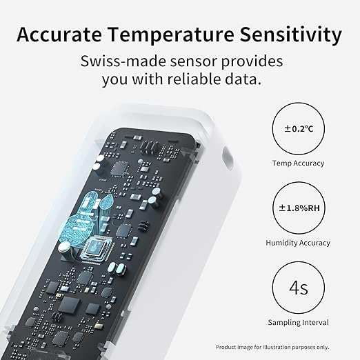 SwitchBot Wi-Fi Humidity Sensor 4 Pack with Hub 2 (Matter Enabled), IP65 Indoor Outdoor Thermometer Wireless, Humidity/Temperature/Dewpoint/VPD Sensor with Smart Alerts, Compatible with Alexa