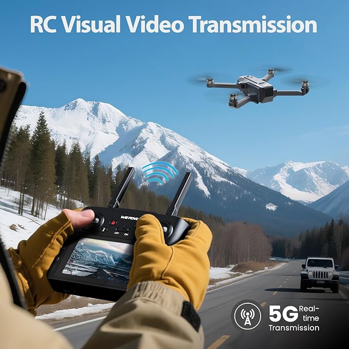 Drones with Camera for Adults 4K, WF33 GPS Foldable FPV Drone with 4.5" LCD Screen on Controller, Under 249g, Brushless Motor, Return Home, 5G Transmission, 40 Mins Flight Time, 8GB Card