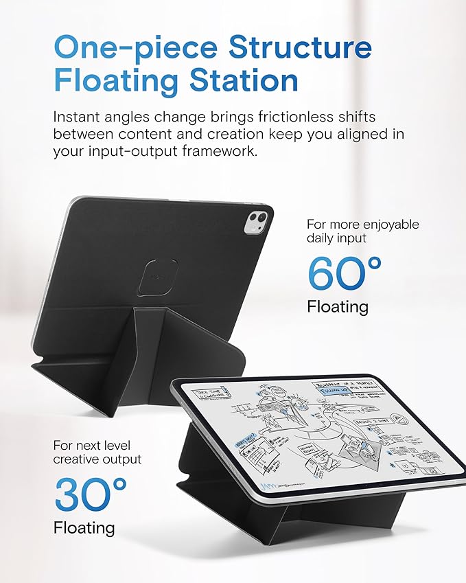 MOFT Dynamic Folio Case for iPad Air 11" (M4 2026 / M3 2025 / M2 2024) & iPad Air 10.9-inch 5th 4th Generation 2022 2020, Slim Magnetic Stand Case with 20+ Viewing Angles, Jet Black