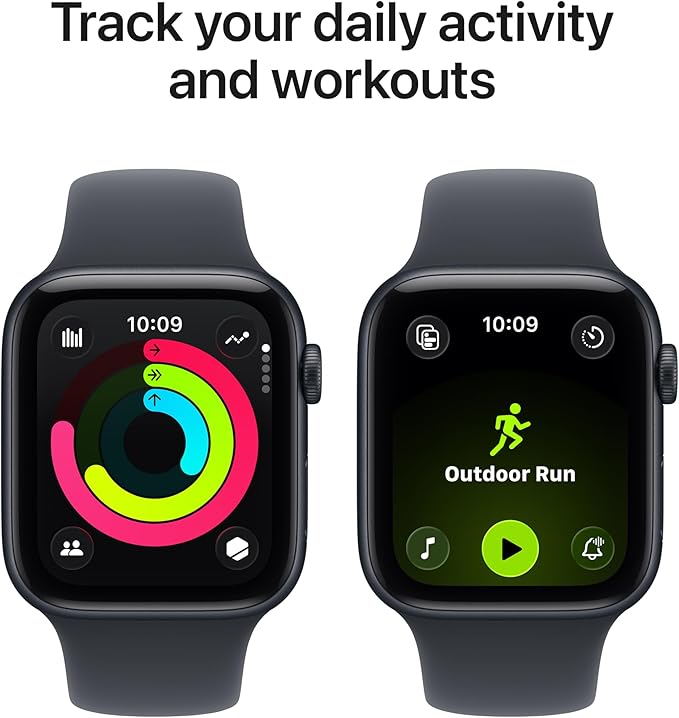 Apple Watch SE 3 [GPS + Cellular 44mm] Smartwatch with Midnight Aluminum Case with Midnight Sport Band - M/L. Fitness and Sleep Trackers, Heart Rate Monitor, Always-On Display, Water Resistant