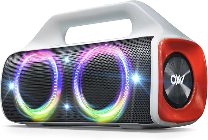 IPX67 Waterproof Bluetooth Speaker:80W(Peak) Loud Outdoor Portable Wireless Party Speakers with LED Lights,20H Playtime,Bluetooth 5.3,Deep Bass & TWS for Pool,Beach