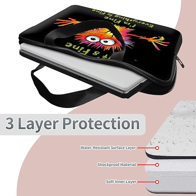 Laptop Sleeve Case Bag 13 inch, Colorful Little Monsters Slim Carrying Case Handbag Travel Laptop Bag for 13 inch MacBook Air M3/M2/Pro M2/ 13" iPad Pro/Air M4/M2 2024