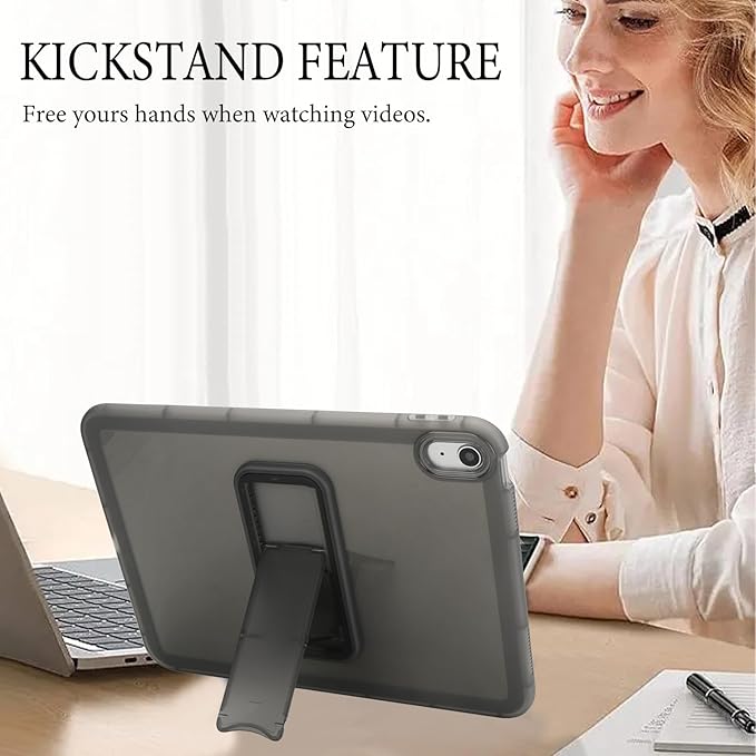 Slim Case for iPad (A16) 11th Generation 11 Inch 2025 / iPad 10th Generation 10.9 Inch 2022, Built-in Kickstand Non-Slip Shockproof Rugged Protective for iPad 11th 10th Gen, Black