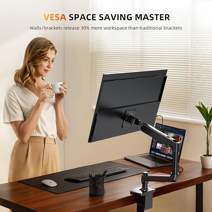UPERFECT Portable Monitor 4K 23.8" QLED| 400 Nits 24" Large Monitor | 3840 * 2160 UHD 100% DCI-P3 | 1MS FreeSync | USB-C & HDMI | VESA & Stand | Second Screen for Computer, Mini PC, Game Consoles