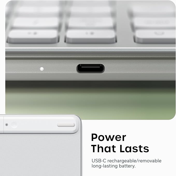 Satechi Slim EX3 Wireless Keyboard, Full-Size Keyboard w/Numpad, Multi-Device Bluetooth, 2.4GHz Connection for macOS, Windows, Android, Instant OS Key Remap,USB-C Rechargeable Battery, Silver