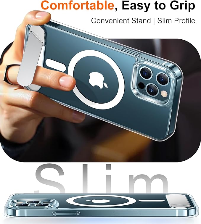 Magnetic Compatible with iPhone 12 Pro Max Case, [Built-in Invisible Kickstand][Compatible with MagSafe][Military Grade Shockproof] Slim Thin Phone Case for iPhone 12 Pro Max 6.7"