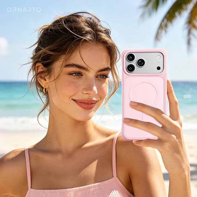ORNARTO Magnetic for iPhone 17 Pro Max Case, 20FT Military-Grade Drop Protection, Compatible with MagSafe, Slim Shockproof Translucent Matte Phone Case for iPhone 17 Pro Max 6.9", Chalk Pink