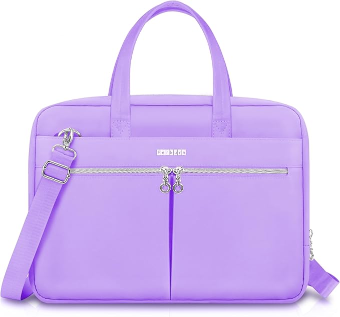 Ferkurn Laptop Bag Case Women Men Computer Bag Compatible with MacBook/HP/LG/Dell, Shoulder Strap Slim Carrying Messenger Briefcase, Purple, 17-17.3 Inch