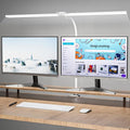 Hensam 31.5 Inch LED Desk Lamp, Double Head Desk Light with Clamp for Home Office, 5 Color Temperatures, Dimmable Task Lighting for Workbench Monitor Study, White