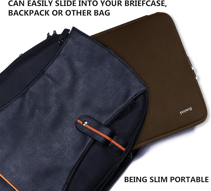 15.6 Inch Laptop Case, Durable Shockproof Protective Cover Computer Sleeve Briefcase Carrying Bag Compatible with 15.6" HP, ASUS, Lenovo, Acer, Notebook, Ultrabook, Chromebook, Brown